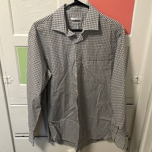 Van Heusen flex collar classic fit grey checkered button shirt